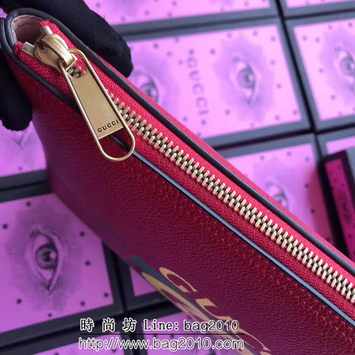 GUCCI古馳 歐洲正品原單 2018早春新款 絲印標緻手包 500981 大紅全皮 WTG1582